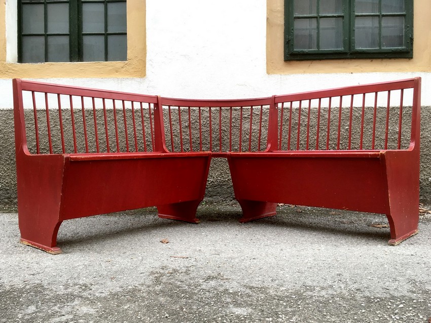 Truhenbank rot Vintage antik Sprossen