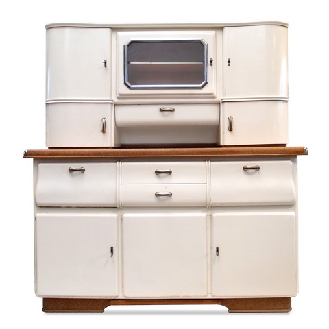 schöner Küchenschrank, weiß creme 40er 50er-Jahre Retro Küche Vintage Buffet Küchenschrank Retro 50er-Jahre Vintage weiß