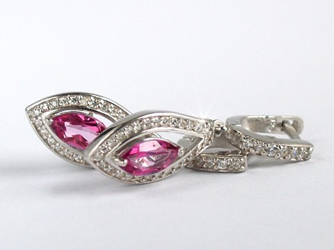 925 Silber Ohrstecker Topas rosa
