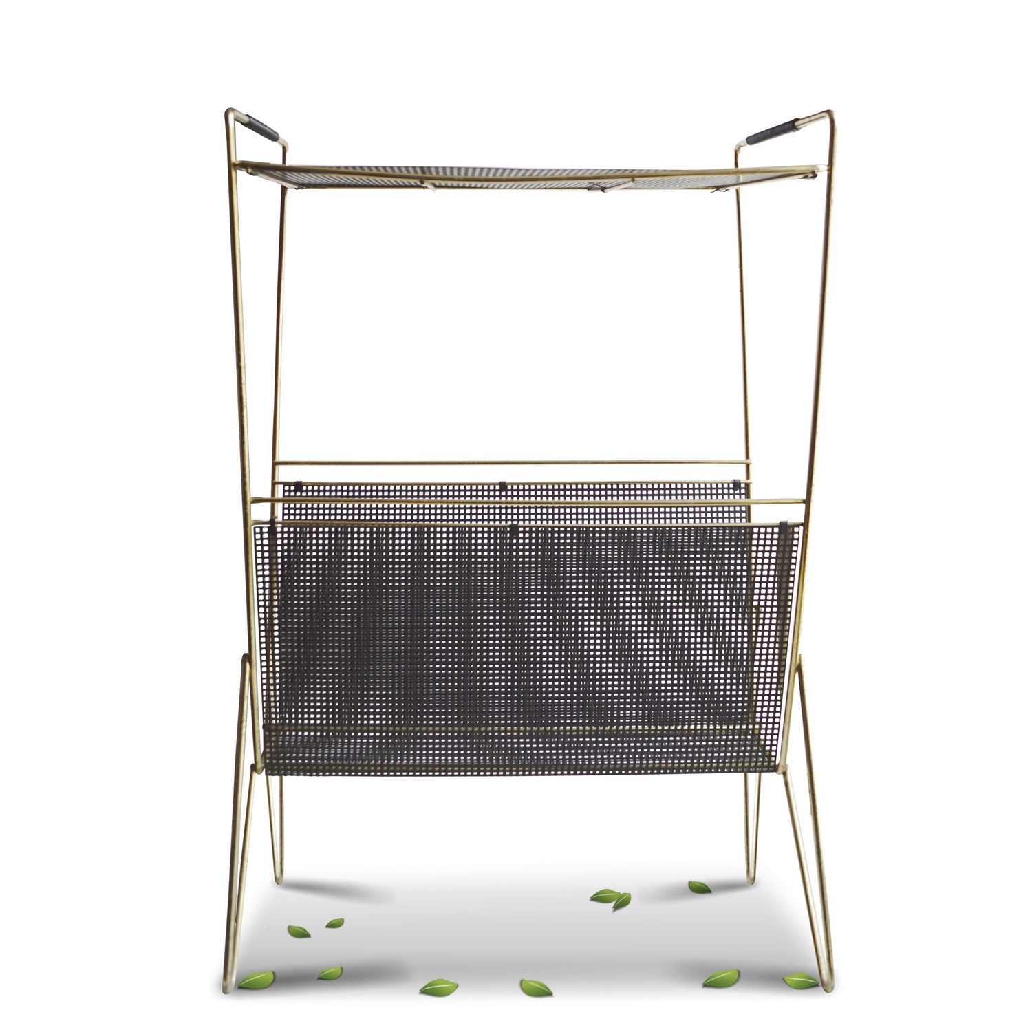 Beistelltisch Retro Metall Midcentury Zeitungstisch noir Industrialdesign