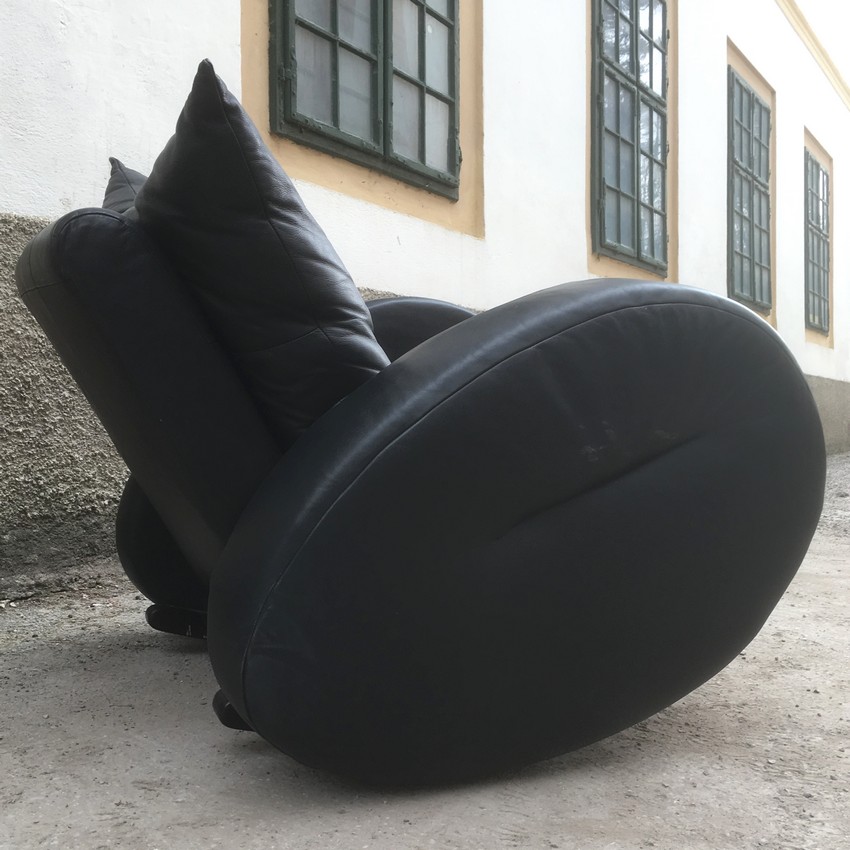 Bretz Sessel Popeye Leder schwarz Schaukelstuhl