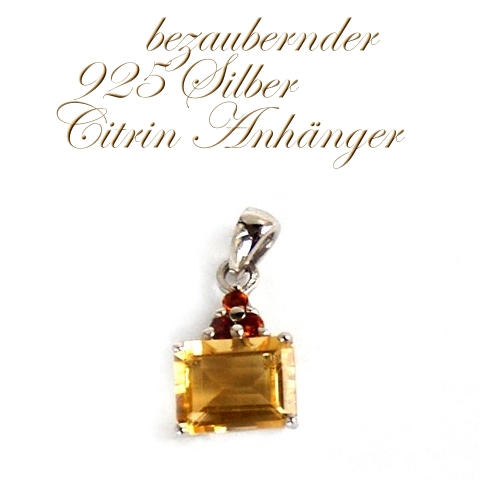 Citrin Anhänger 925 Silber Schmuck