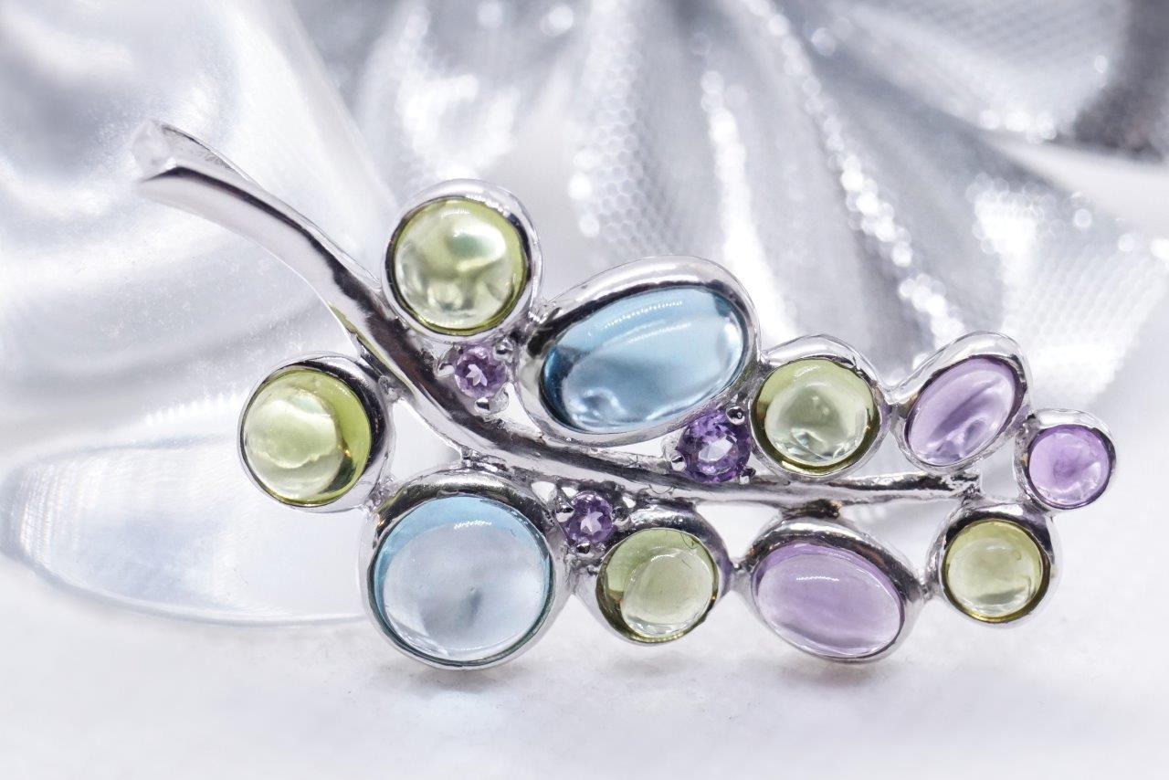 Anhänger 925 Silber Edelsteine Topas Amethyst Peridot Edelsteine handgefertigt