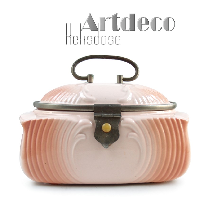 Keksdose Keramik antik Deckeldose Vorratsdose rosa ART DECO ArtDeco Deckeldose