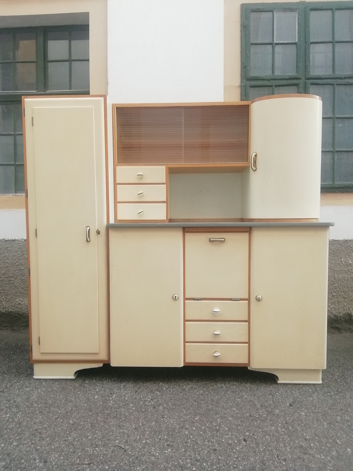 Küchenschrank 40er 50er 60er-Jahre Pastell Vintage Möbel Küche Vollholz creme