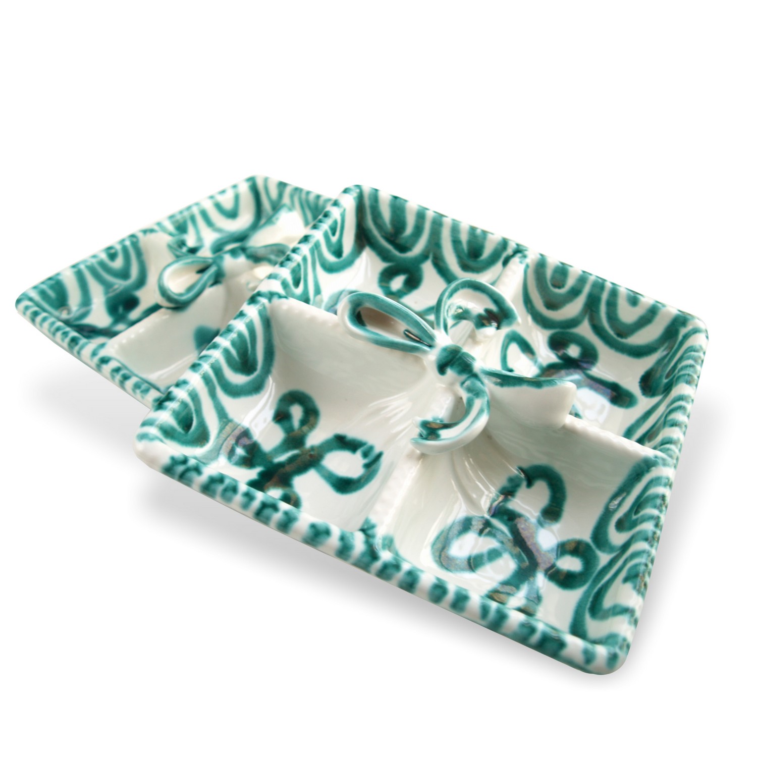 Gmundner Keramik grün GEFLAMMT Schale eckig Kabarett "Masche" Gmundner Keramik eckig Grüngeflammt