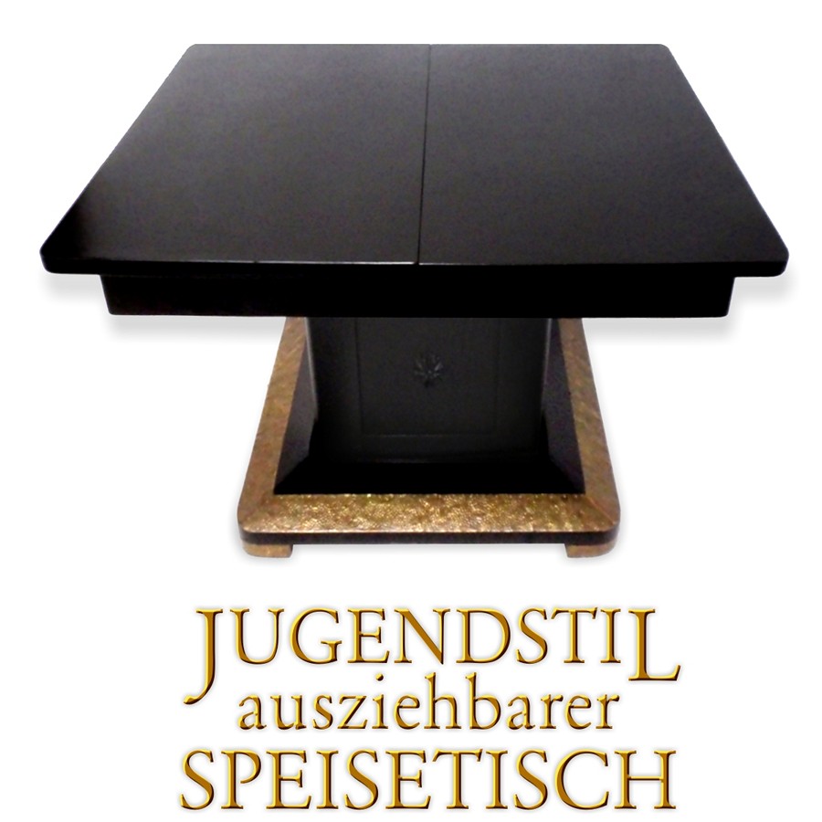 Tisch antiker Jugendstil Esstisch ausziehbarer Speisetisch schwarz Jugendstil Tisch schwarz restauriert