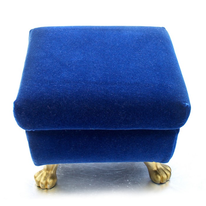 Bretz Hocker blau Mohair gold