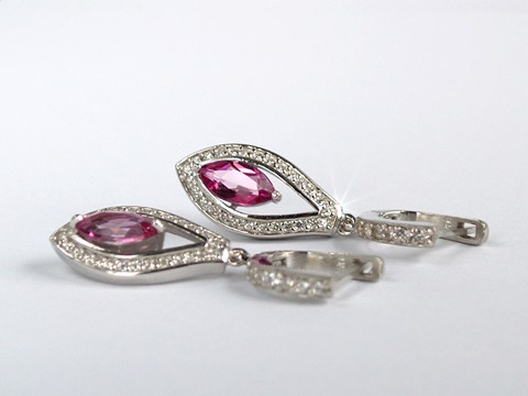 925 Silber Ohrstecker Topas rosa