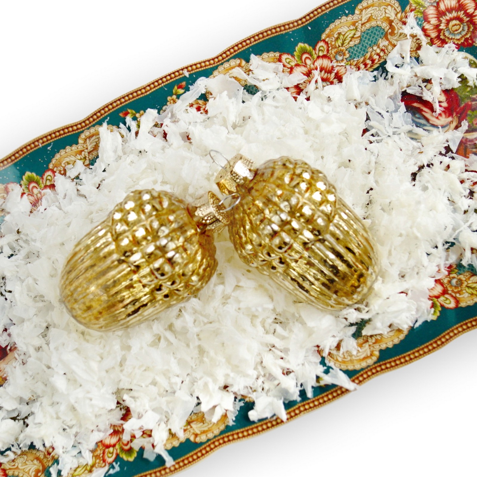 Christbaumkugel Glas mundgeblasen handgemacht lauscha Bauernweihnachtsbaum Nüsse