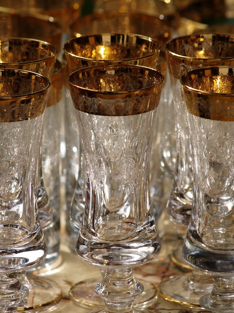 Bleikristallgläser Murano Medici Goldrand Sektgläser Vintage vergoldet Champagnerflöten