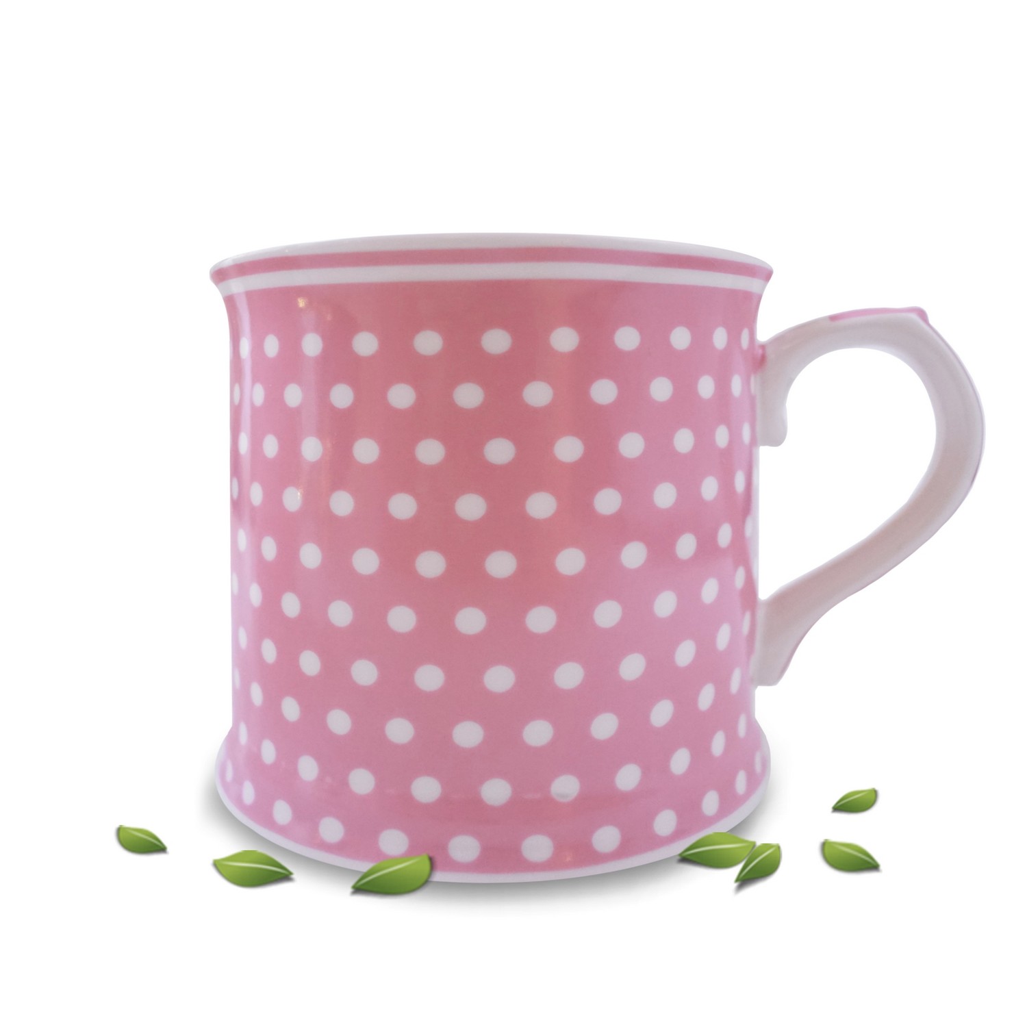 Teetasse Kaffeebecher groß Porzellan Polka Dots pink rosa Isabelle Rose 380 ml