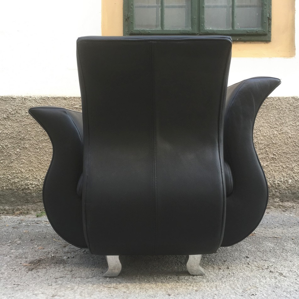 Bretz Sessel Moon Leder schwarz