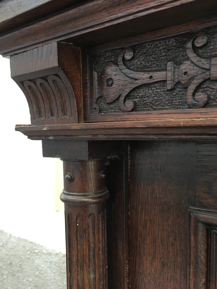 Schrank antik Gründerzeit furniert Vitrine Bücherschrank Geschirrschrank