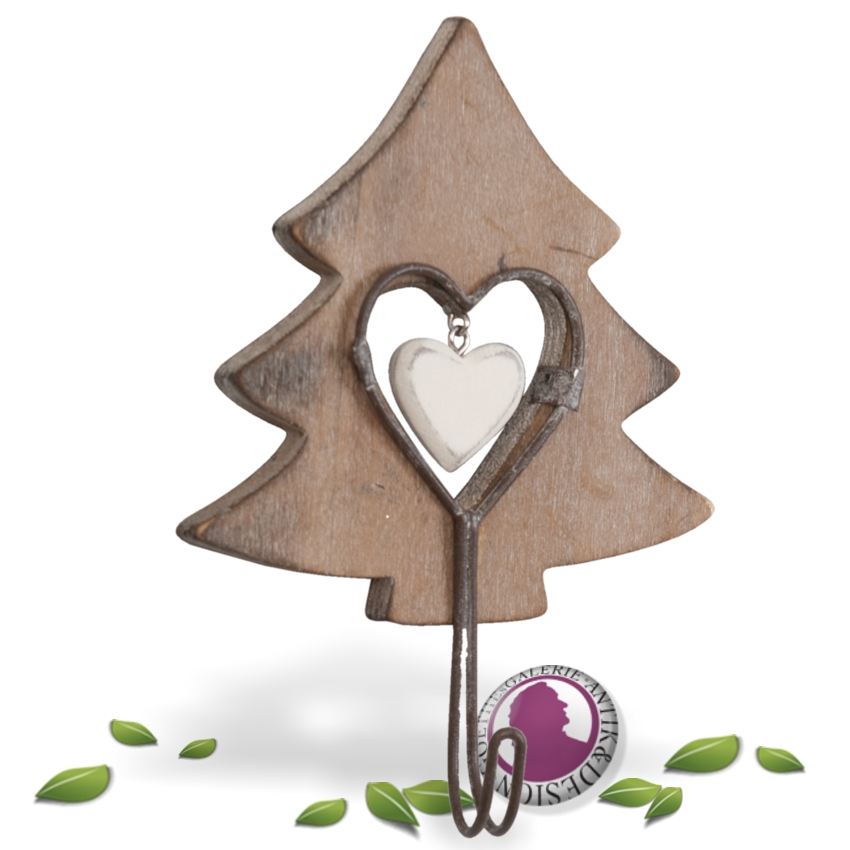 Haken Clayre & Eef Wandhaken Herz Holz Metall Garderobe Tannenbaum Haken Wandhaken Garderobe Tannenbaum Holz Metall Clayre Eef Landhausstil Handtuchhalter