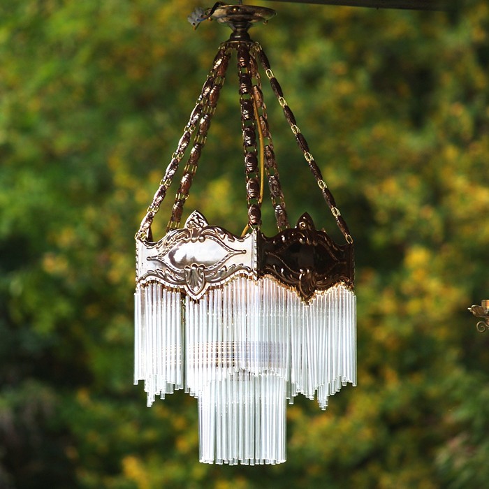 Jugendstil Leuchter Glasstäbchen Lampe