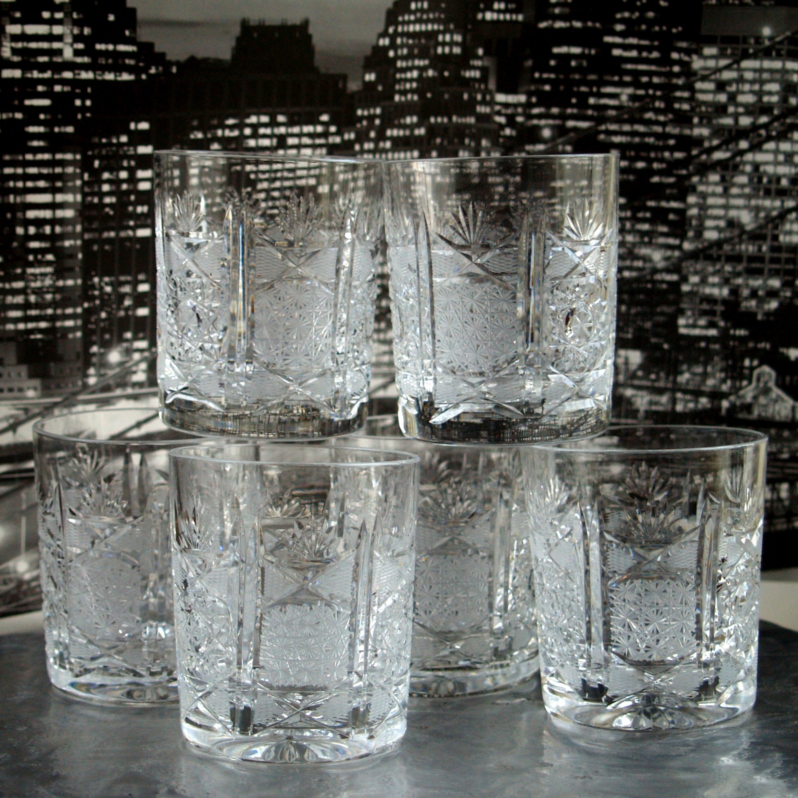 6 Stk. Bleikristall Whiskeygläser geschliffen Kristallgläser Set Bleikristall Whiskygläser