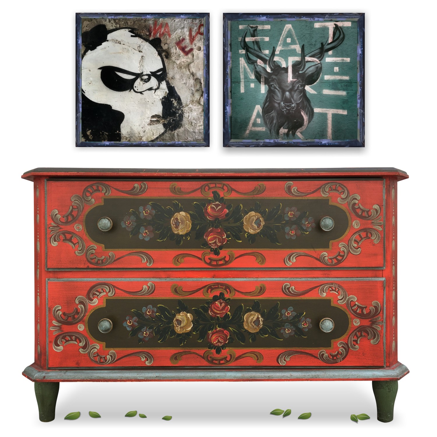 Kommode Ladenkommode Bauernkommode bemalt Blumenmalerei Kommode Ladenkommode Bauernkommode bemalt Bauernmalerei