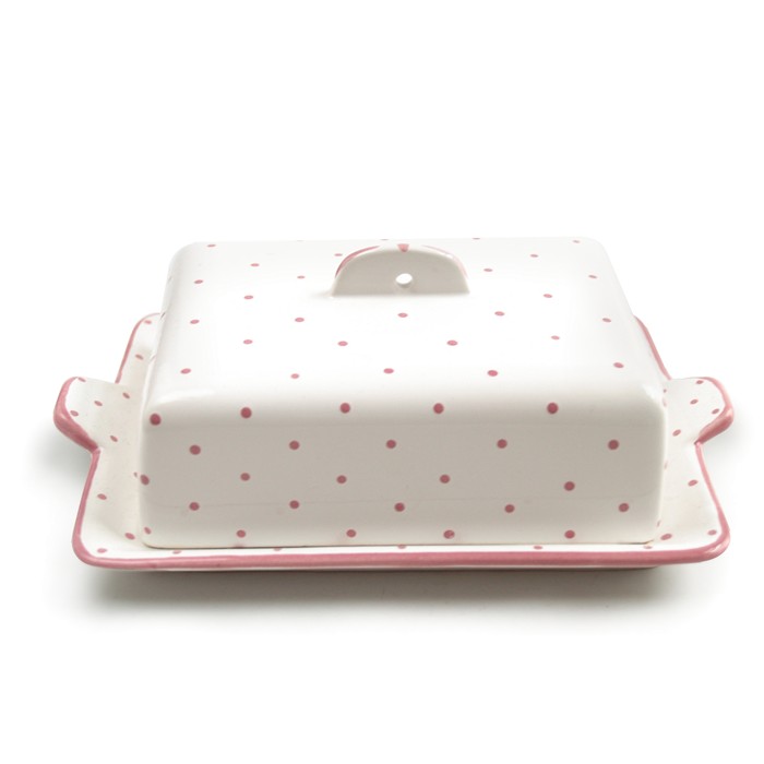 Gmundner Keramik rosa Tupf Butterdose (250g) groß Gmundner Rosa tupf Dose