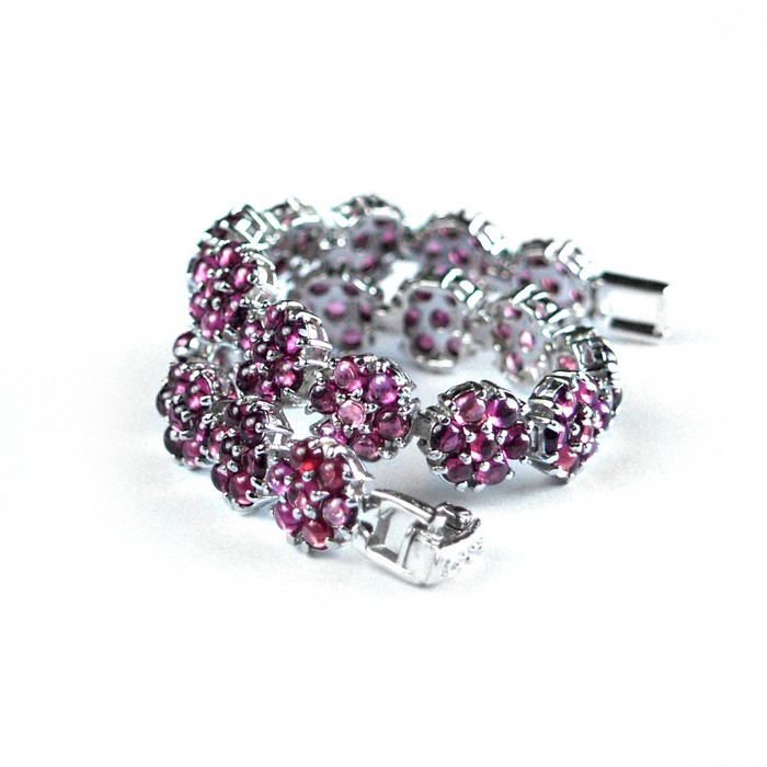 Rhodolith Armband 925 Silber