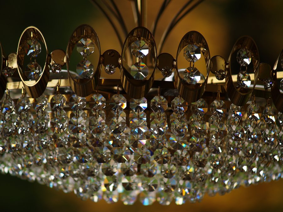 Vintage lamp crystals peacock