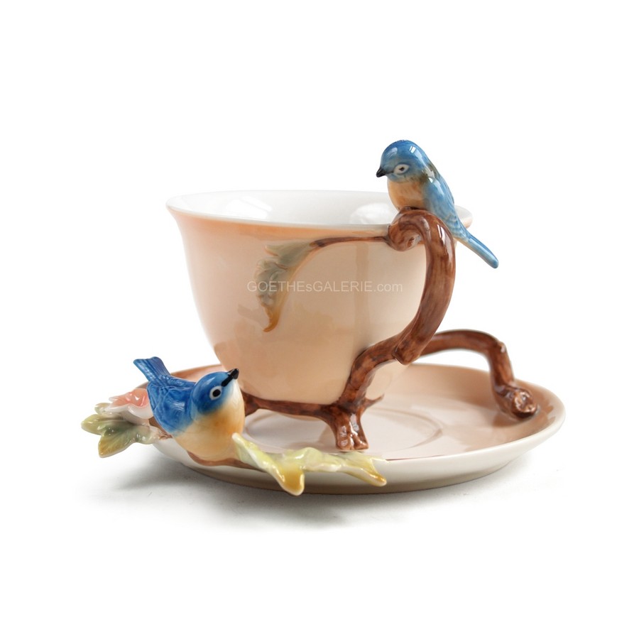 Kaffee Tee Tasse Handarbeit Keramik "Zweige & Vögel" Kaffeetasse Jameson Tailor