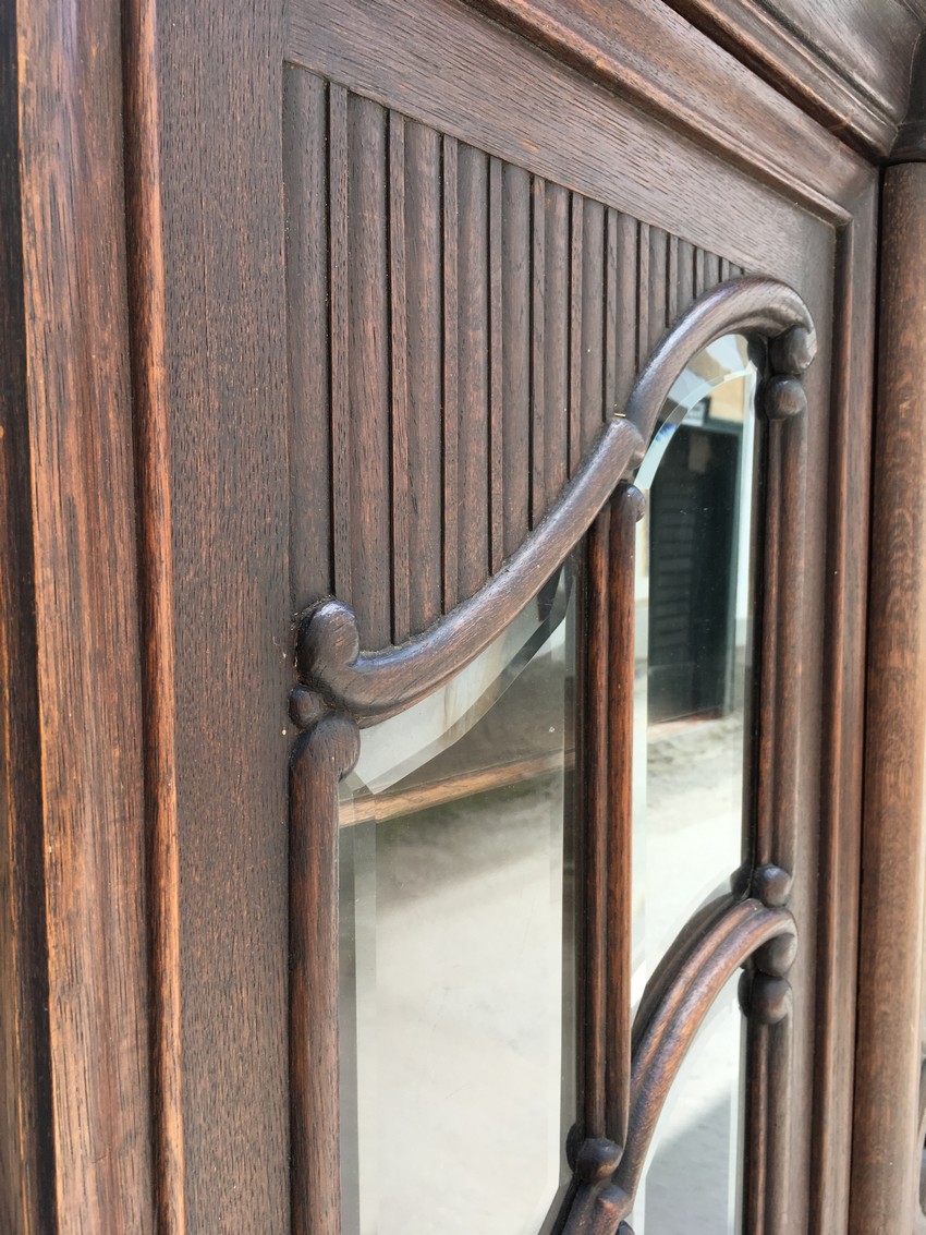 antiker Schrank Barock Vitrine JUGENDSTIL facettierte Gläser Bücherschrank