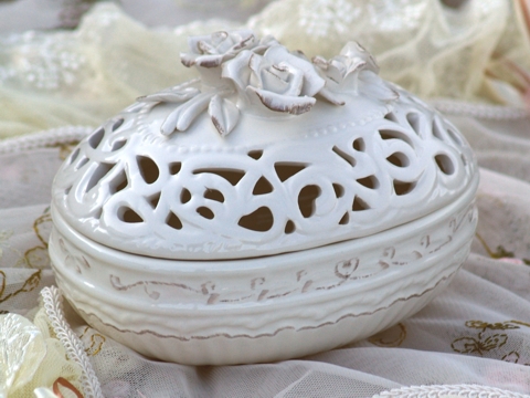 Keramikdose Shabby Chic Rosen Seifenschale