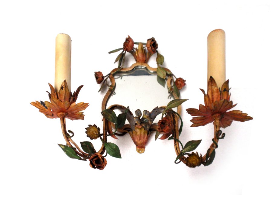 alte Wandlampen Blätter Blumen grün orange