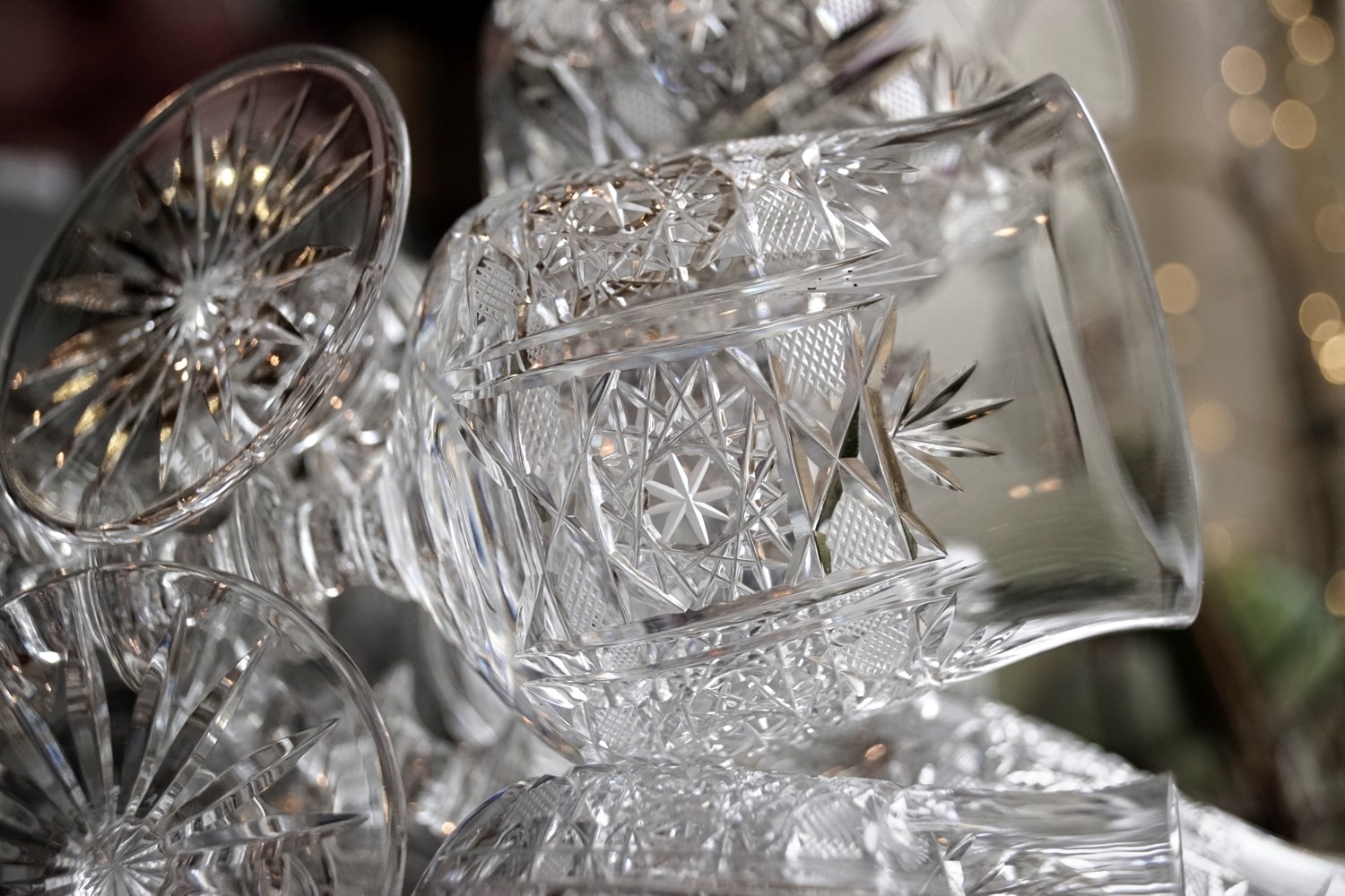 Bleikristallgläser Wein Burgunder J. Riedel geschliffen Stern Raute Vintage