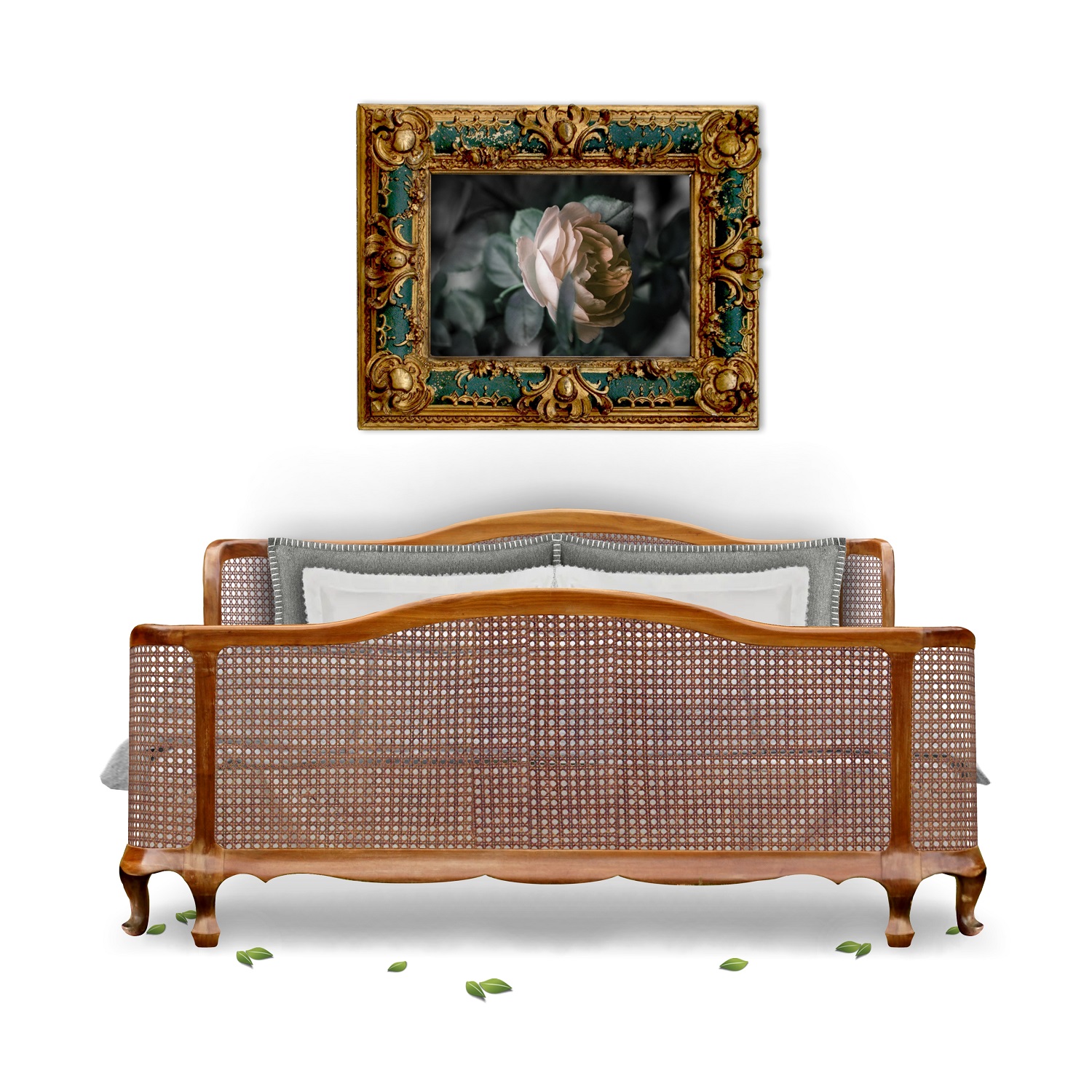 Doppelbett antik Barockstil Wiener Geflecht Vollholz Bett traumhaft schön! Doppelbett Chippendale antik Barockstil Vollholz Nuss Buche Möbel Wiener Geflecht Antiquität