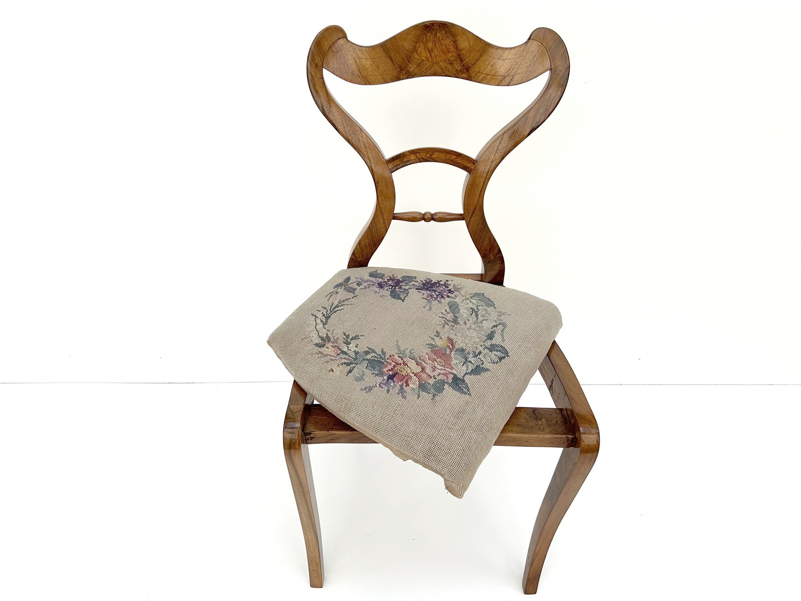 Paar Biedermeier Sessel Stuhl antik Gobelin 2 Stk. um 1820