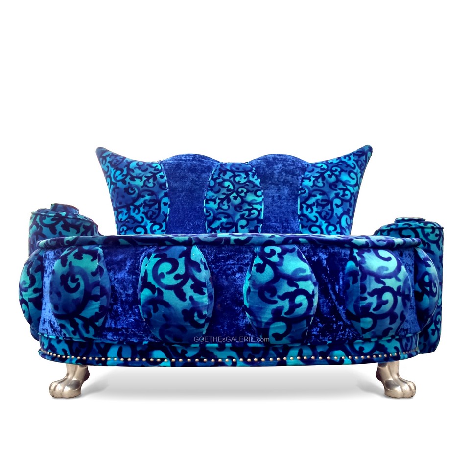 Bretz Sofa Lucky Loveseat Glamoursamt blau 2-Sitzer Bretz Lucky
