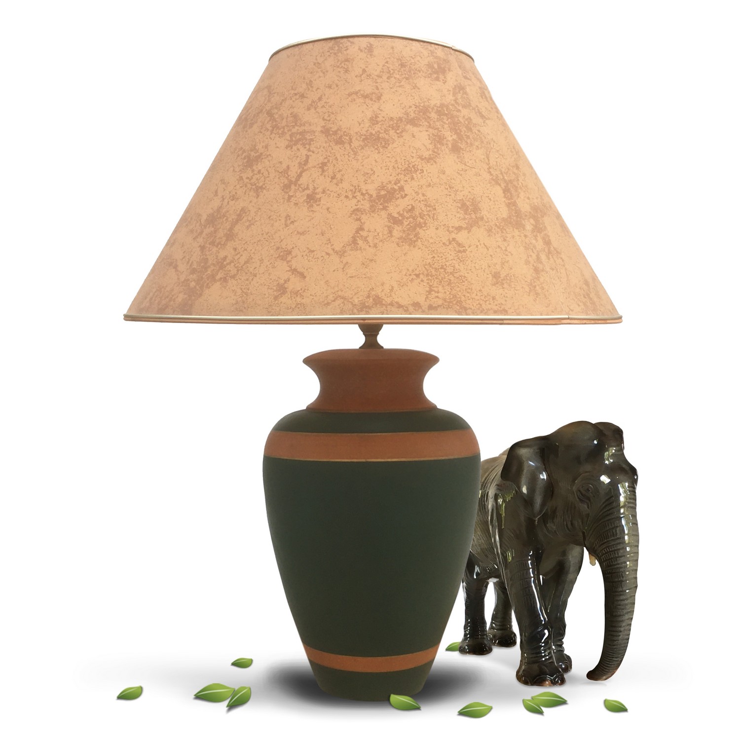 Tischlampe braun schwarz Keramik Afrika Design Konsolenlampe vincent cadeaux