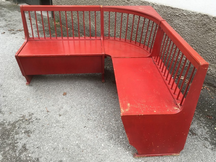 Küchensitzbank Sprossen rot Vintage 40er-Jahre