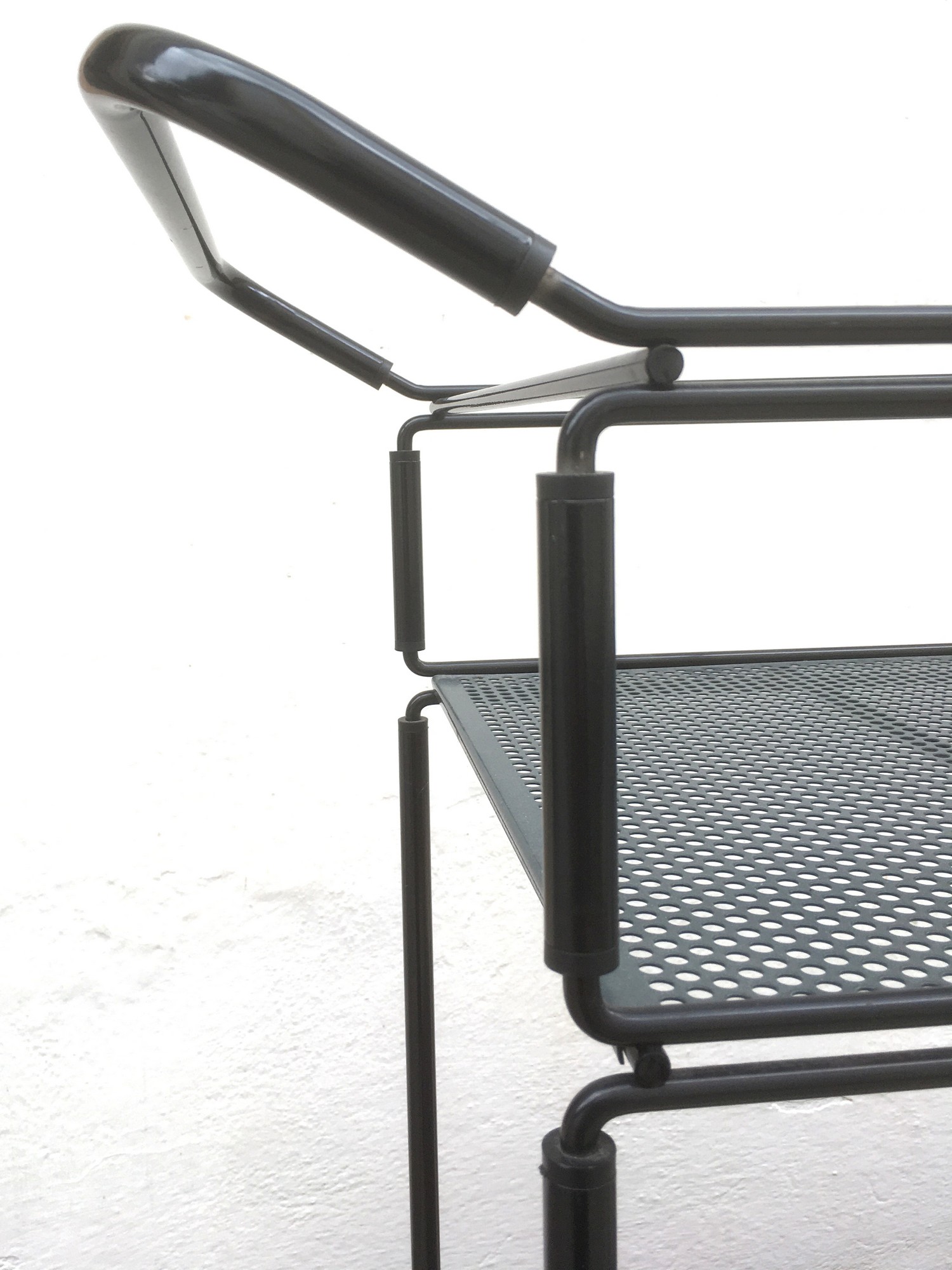 Metall Barwagen noir Industrialdesign Serviertisch Retro Metallmöbel