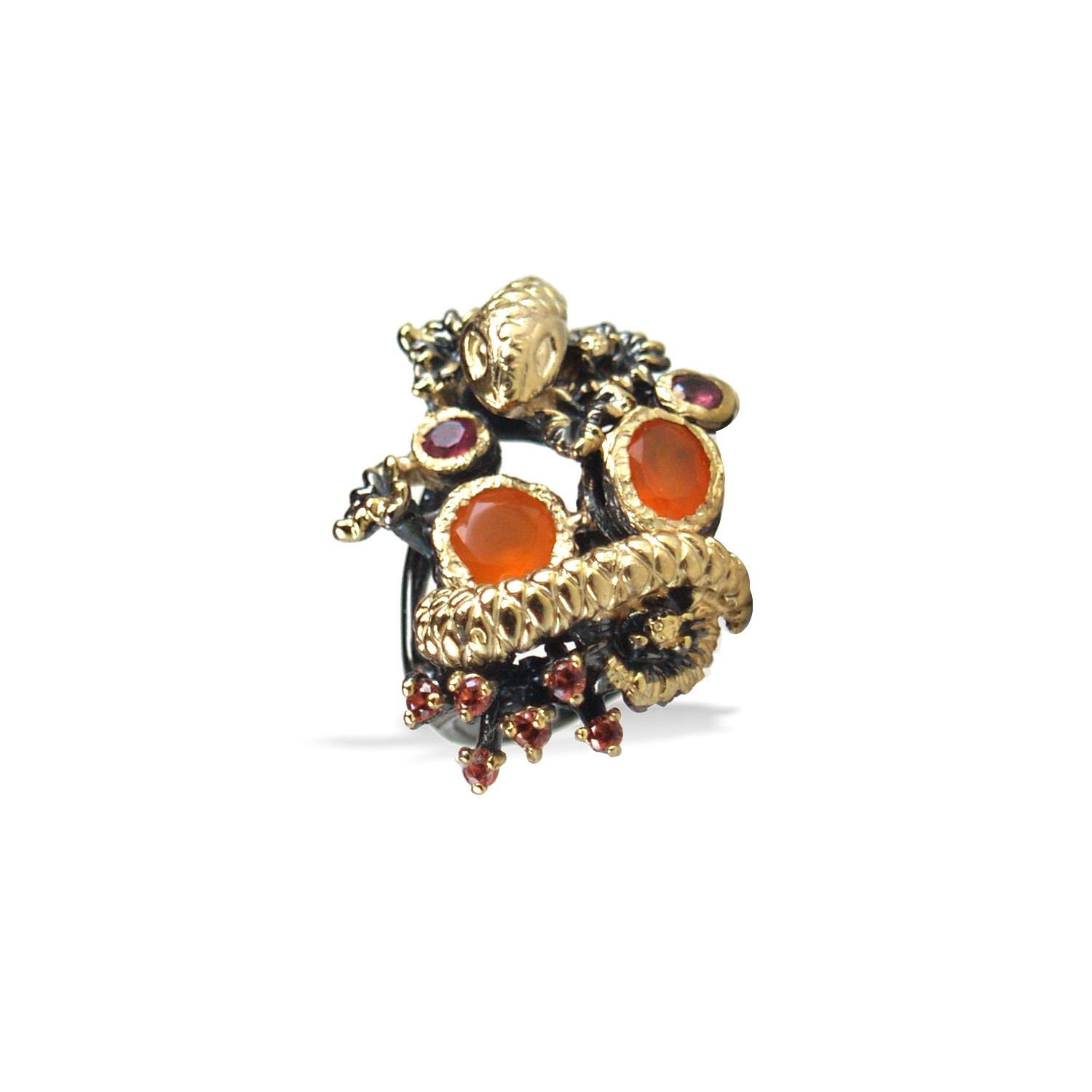 Ring 925 Silber Edelsteine Schlange handgefertiger Schmuck