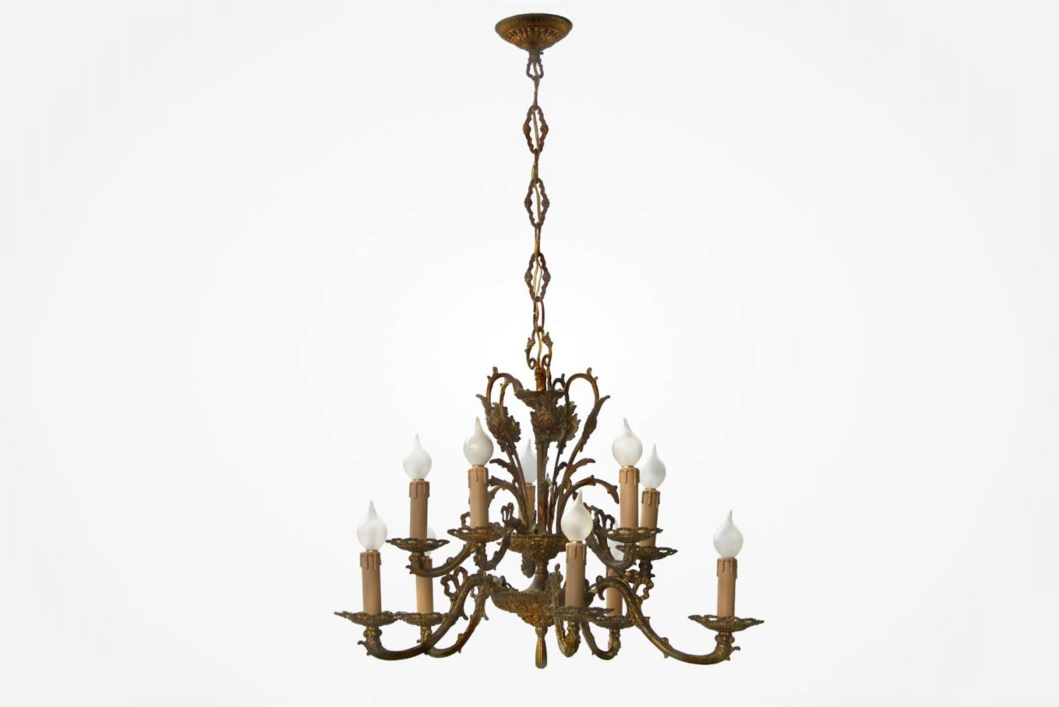 antiker Kronleuchter Bronze Historismus