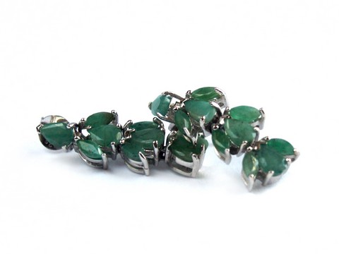 Ohrringe Ohrstecker 925 Silber Edelsteine handgefertigter Schmuck Smaragd