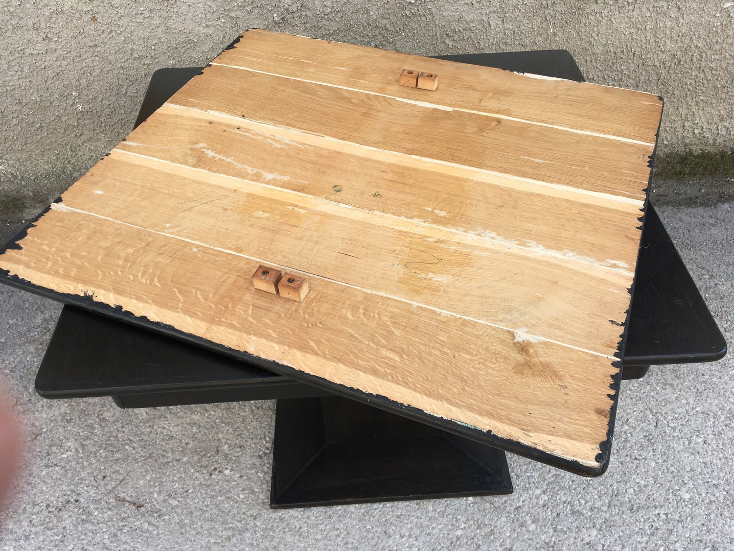 Tisch Jugendstil Esstisch ausziehbar Stempeltisch Speisetisch schwarz antik