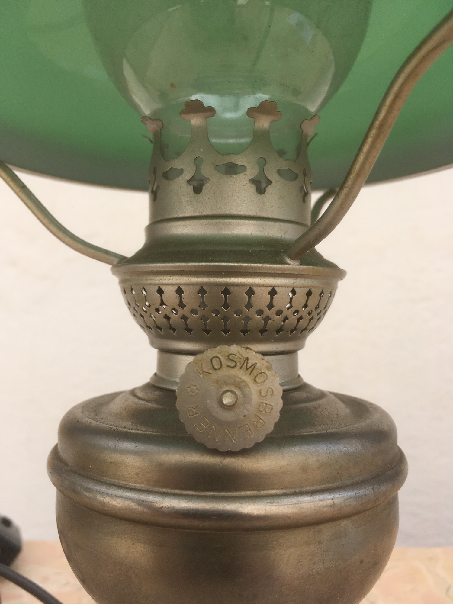 Tischlampe Glas Zinn