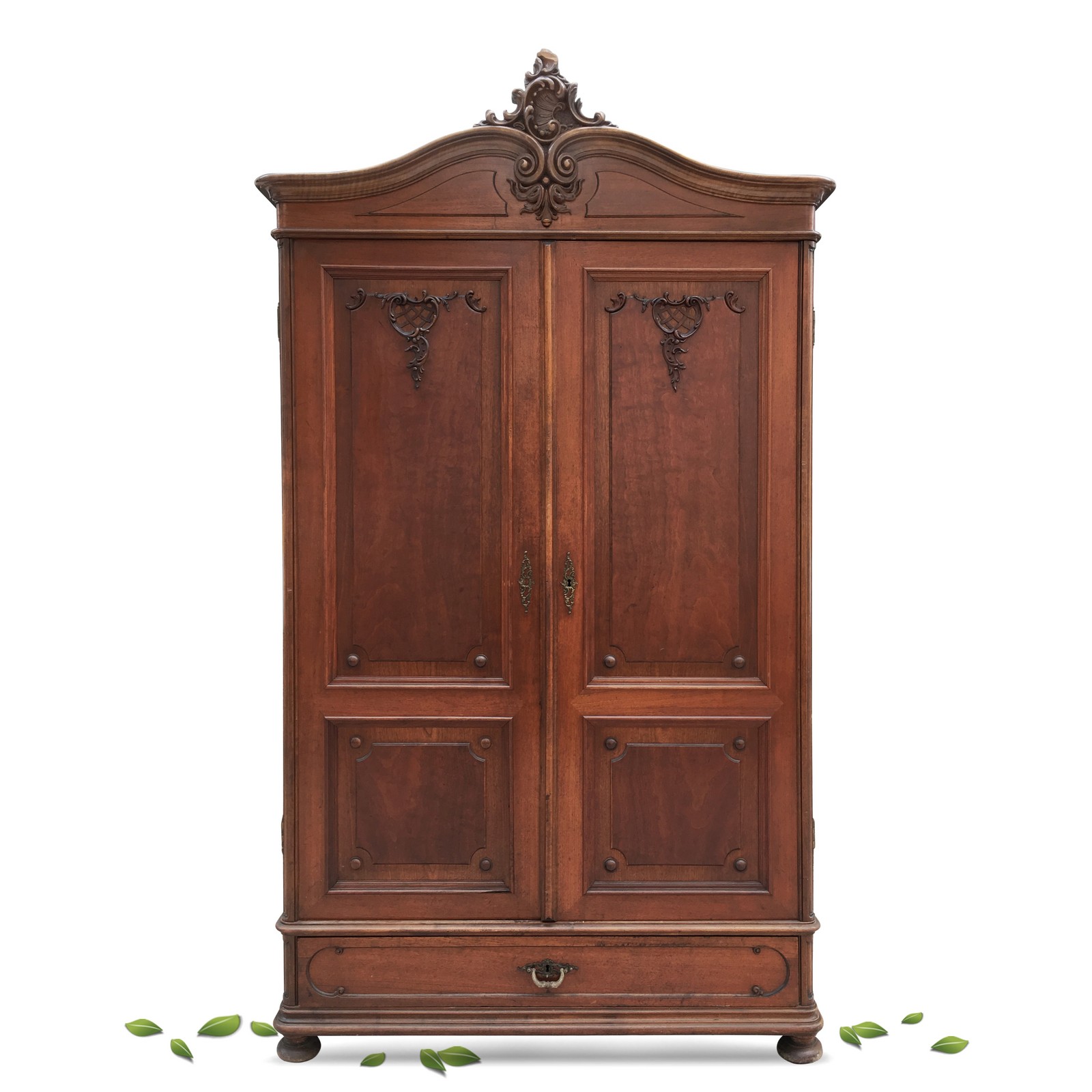 Historismus Kleiderschrank antik Schrank beschnitzt Nussholzfurnier Pfeifenbarock Pfeiferlbarock Kleiderschrank Historismus