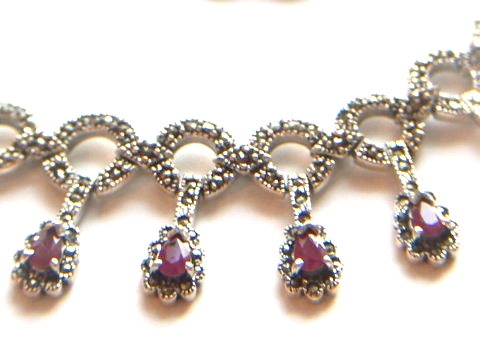 Collier Halskette 925 Silber Handarbeit Rubin