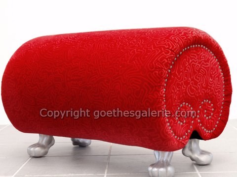 BRETZ GAUDI Hocker Keith Haring Original rot Stuhl Bretz Gaudi Hocker Keith Haring Stoff