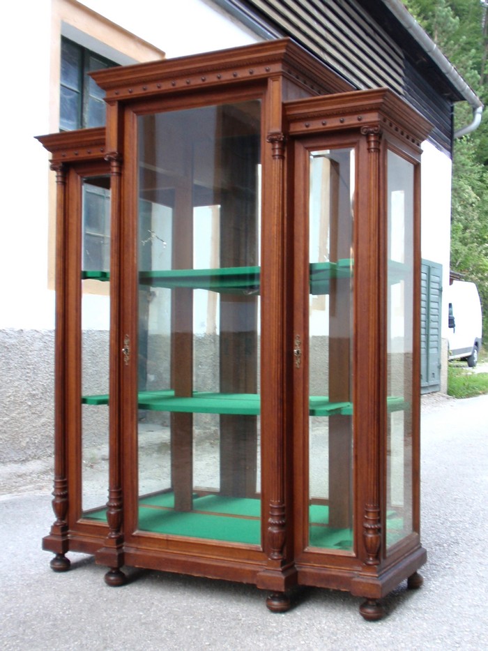 Antiquität Schrank Vitrine Spiegel Waffenschrank