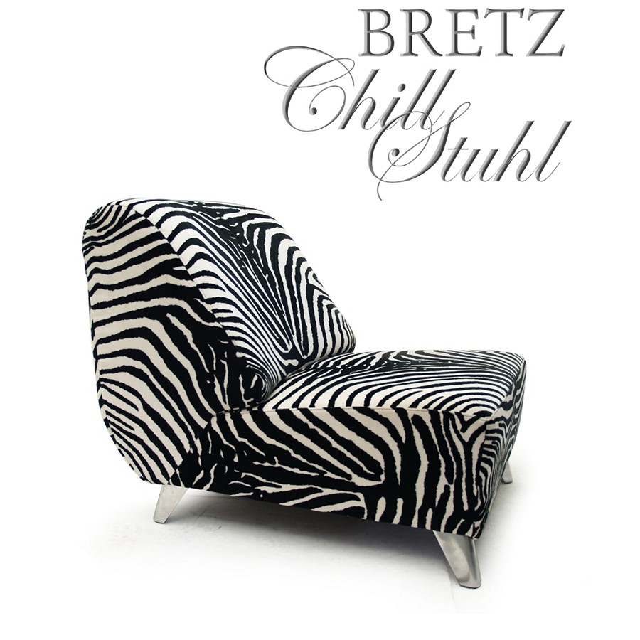 BRETZ Chill Sessel Stuhl Zebrastoff Designklassiker Lounge Möbel Bretz Stuhl Zebra Sessel Chill
