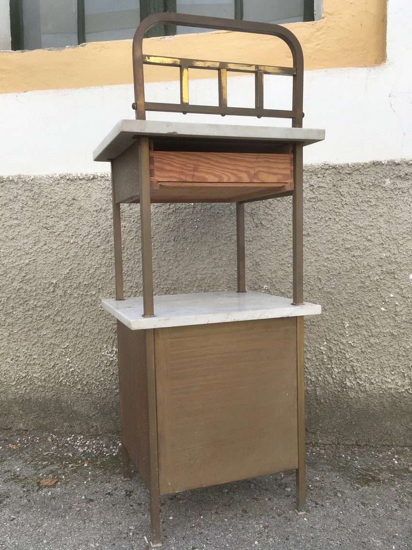 Nachttisch antik Messing Marmor Jugendstil