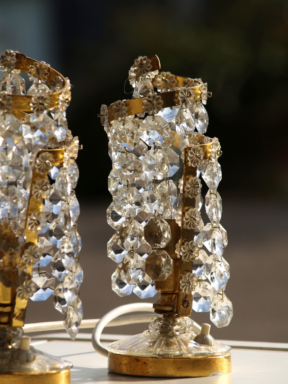 Tischlampen Vintage Kristall Messing Original Midcentury