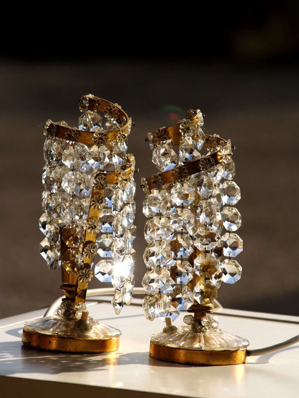 Tischlampen Vintage Kristall Messing Original