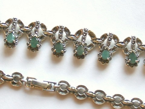 Collier Halskette 925 Silber Handarbeit Smaragd
